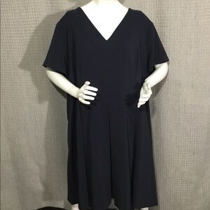 Women's V-Neck Navy Swing Dress